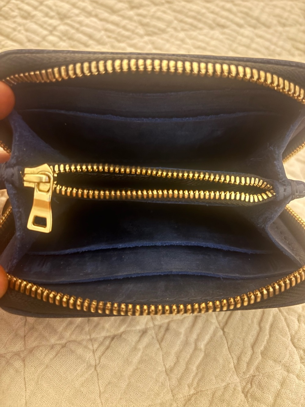 PORTLAND LEATHER ALMOST PERFECT DARK NAVY ZIP AROUND WALLET - Picture 6 of 9